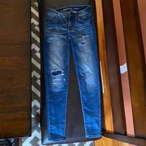 High rise skinny jeans with a few rips